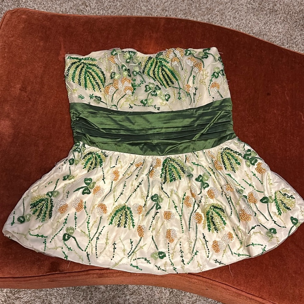 Strapless Beaded Top with Satin Banding